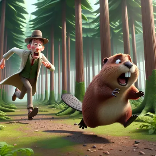 Colorful illustration of A Hunted Beaver - a fable