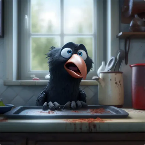 Colorful illustration of The Greedy Crow - a fable