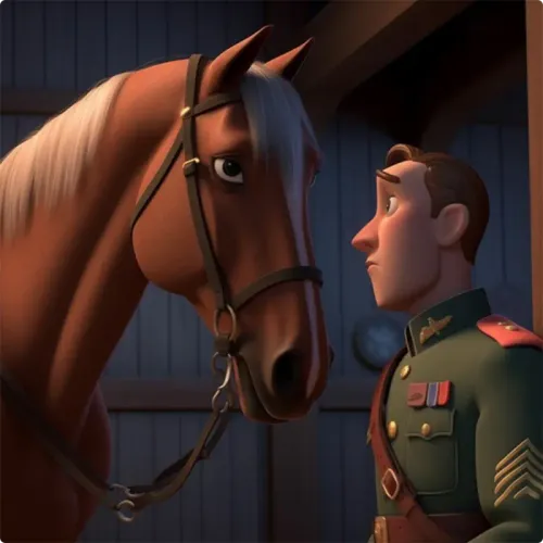 Colorful illustration of The Soldier and His Horse - a fable