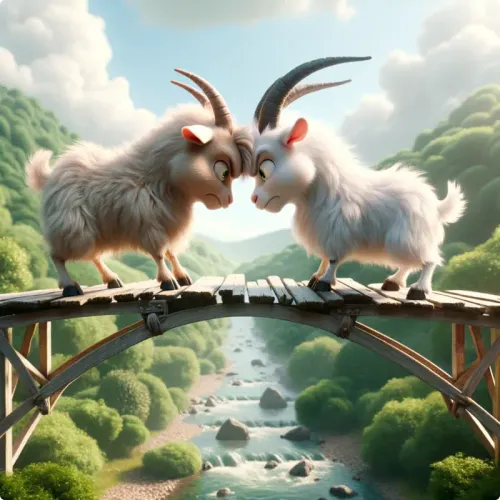 Colorful illustration of Two Goats - a fable