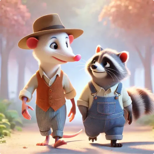 Colorful illustration of Why Mr. Possum Loves Peace - a fable
