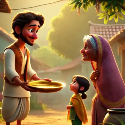Colorful illustration of The Merchant of Seri - a fable