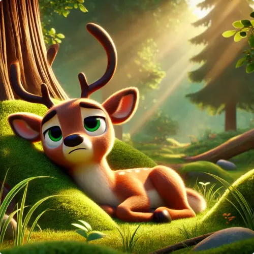 Colorful illustration of The Sick Stag - a fable