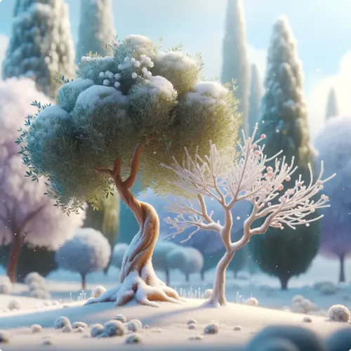 Colorful illustration of The Olive-Tree and The Fig-Tree - a fable