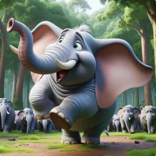 Colorful illustration of The Elephant Girly-Face - a fable