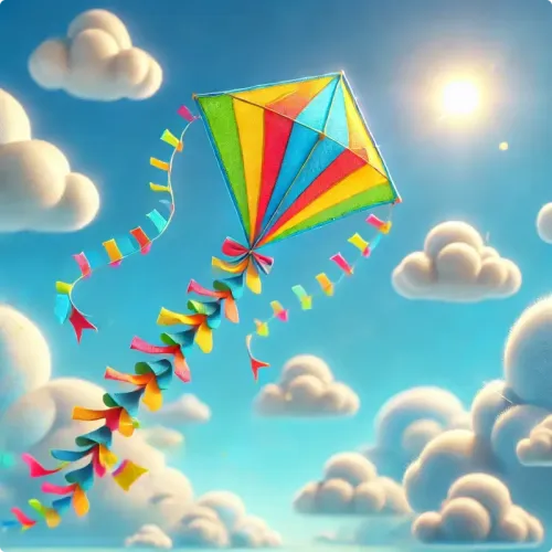 Colorful illustration of The Kite - a fable