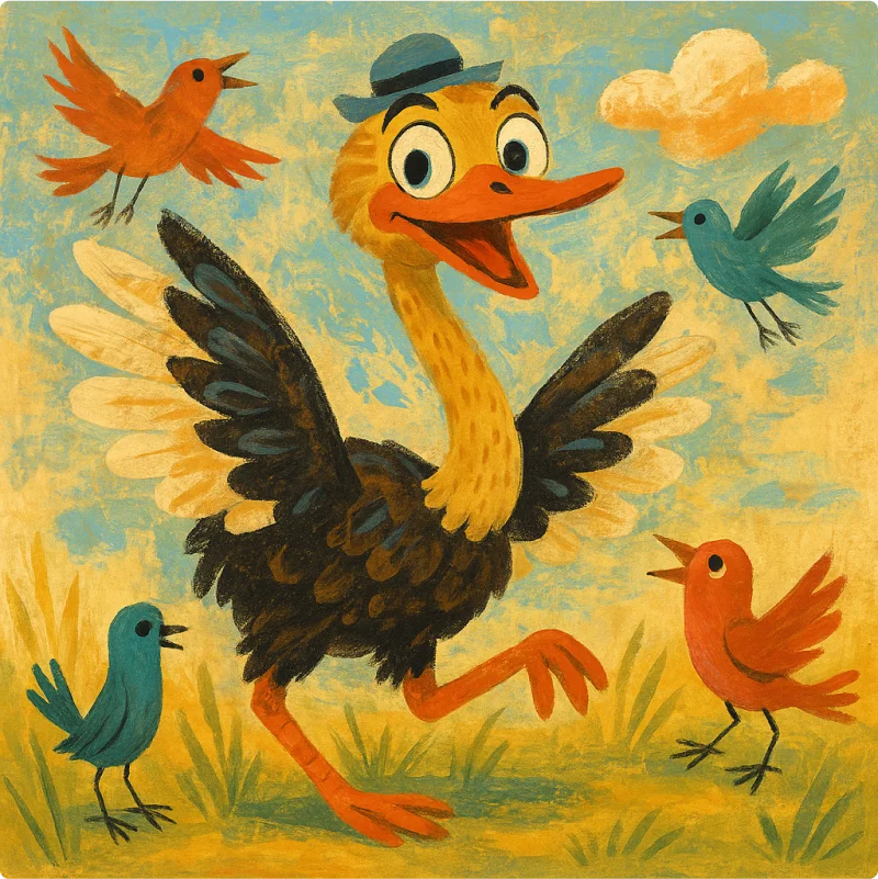 An Ostrich, Birds, and Beasts