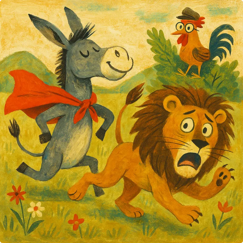 The Donkey, The Rooster, and The Lion