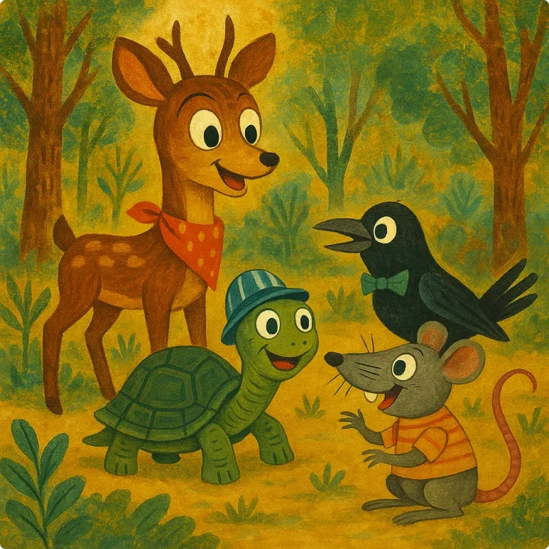 The Four Friends and the Hunter
