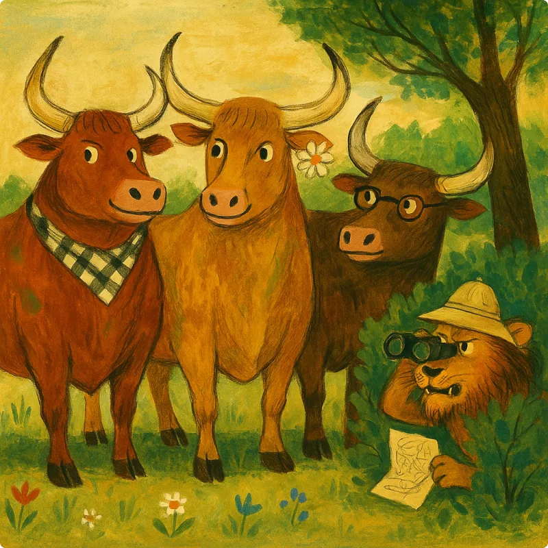 The Lion and the Three Bulls