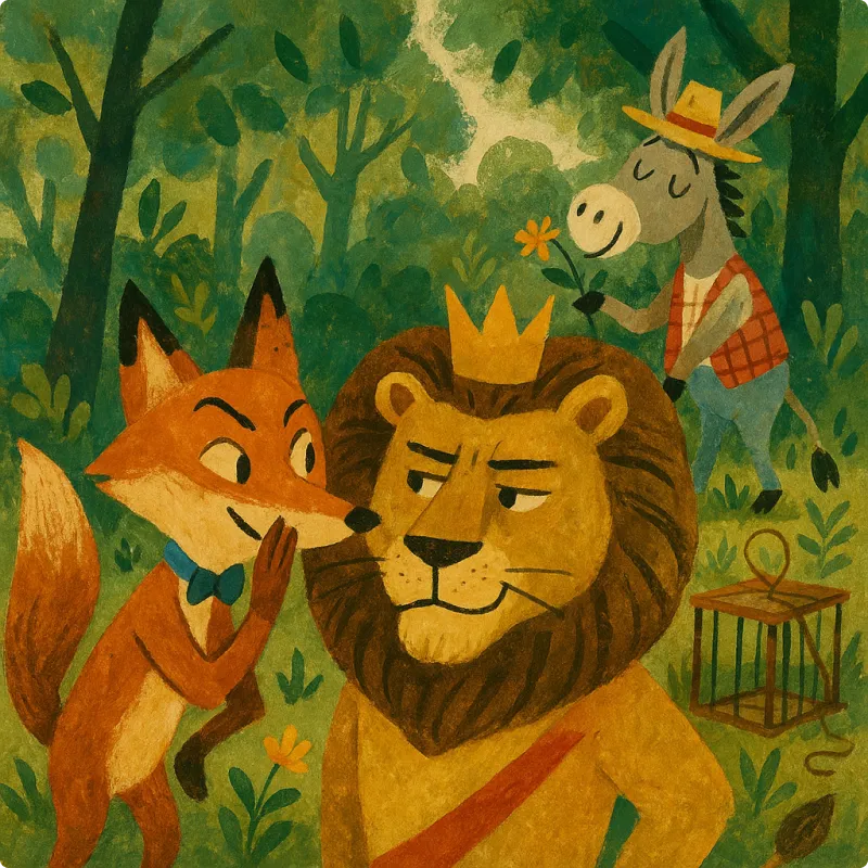 The Lion, Donkey and Fox