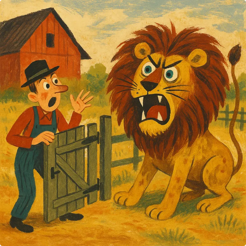 The Lion in A Farmyard