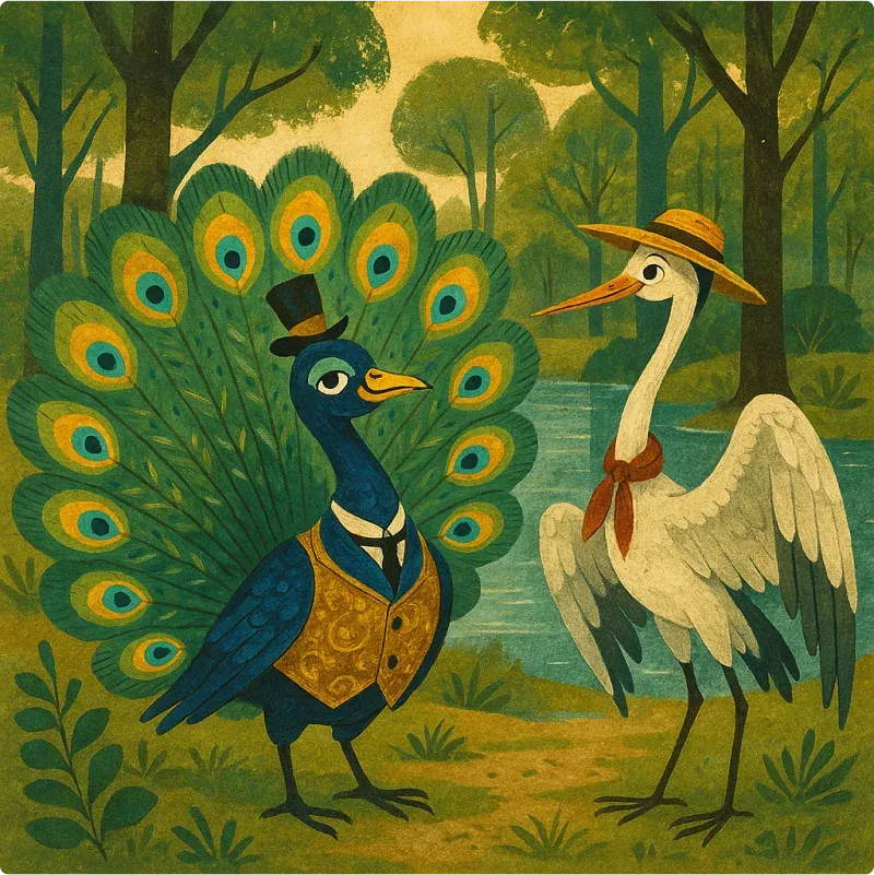 الطاووس وطائر الكركية