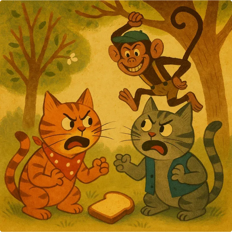 Two Cats and a Monkey